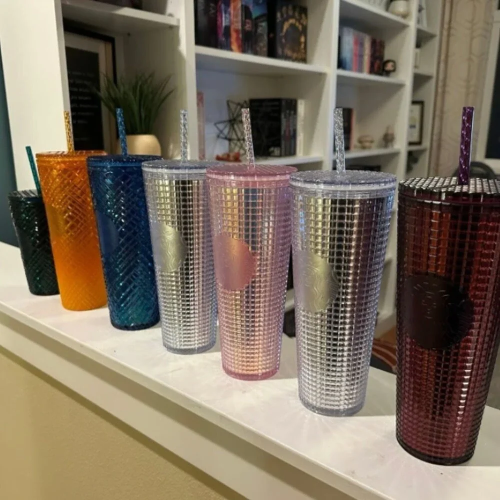 Starbucks Studded Tumbler Lot of 7 Venti 24oz Cold Cups Iridescent Pink Blue Red